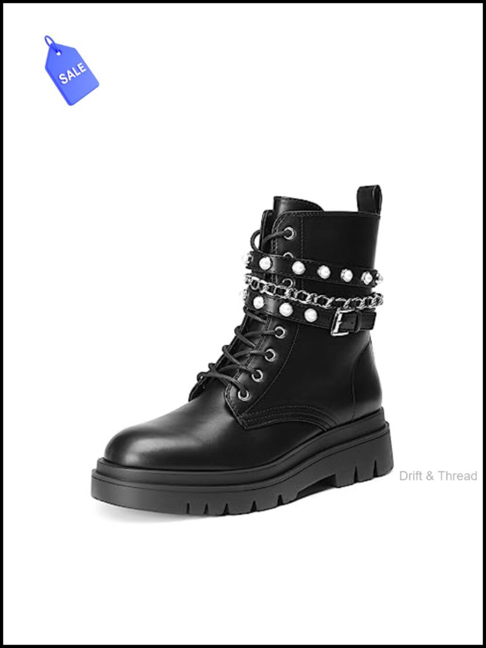 Women's Combat Boots Lace Up Ankle Booties Chunky Lug Sole
